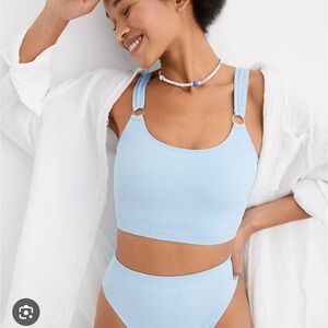 NWT! Women XL Aerie Seamless Ring Longline Bralette Top Light Blue